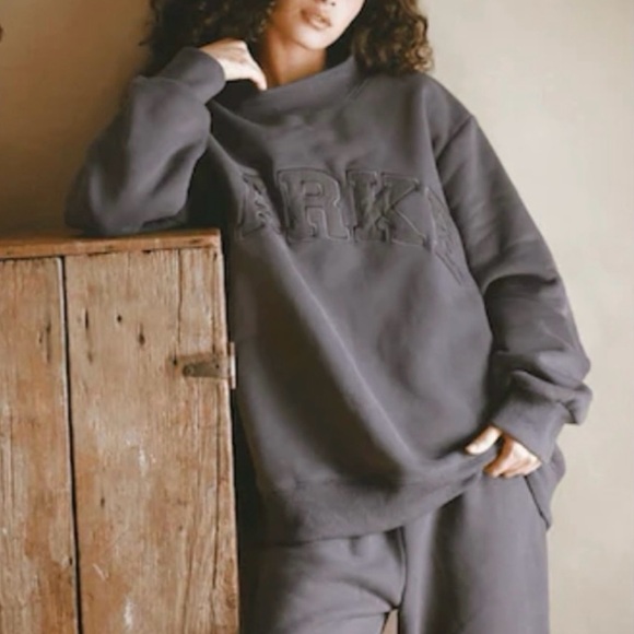 Parke Varsity Mockneck Sweatshirt Size XXL Monochrome Midnight Soft Cozy Fleece - Picture 1 of 9